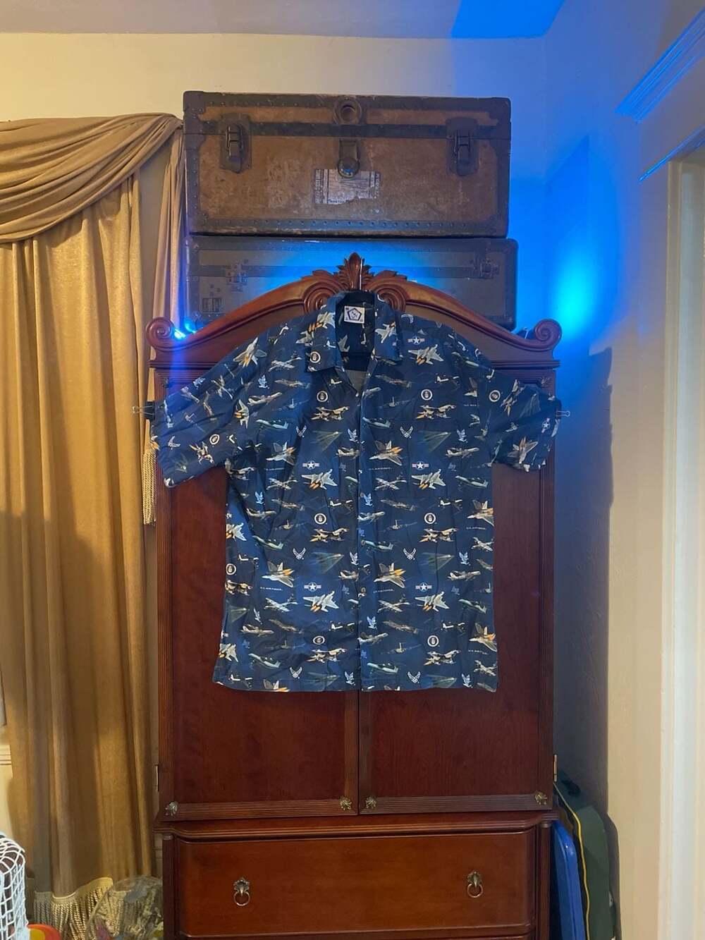 Academy Mom Creations US Air Force Aircraft Print Button Down Shirt 2XL